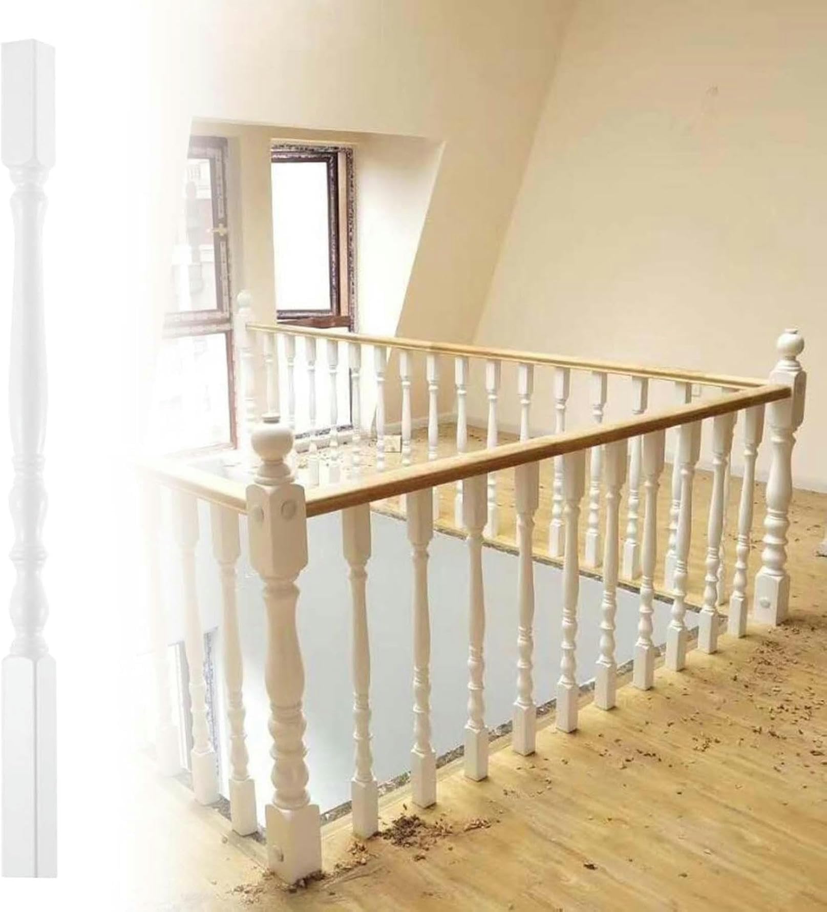 Remplacement de balustre d'escalier instable par nos poteaux en bois blanc à fixer