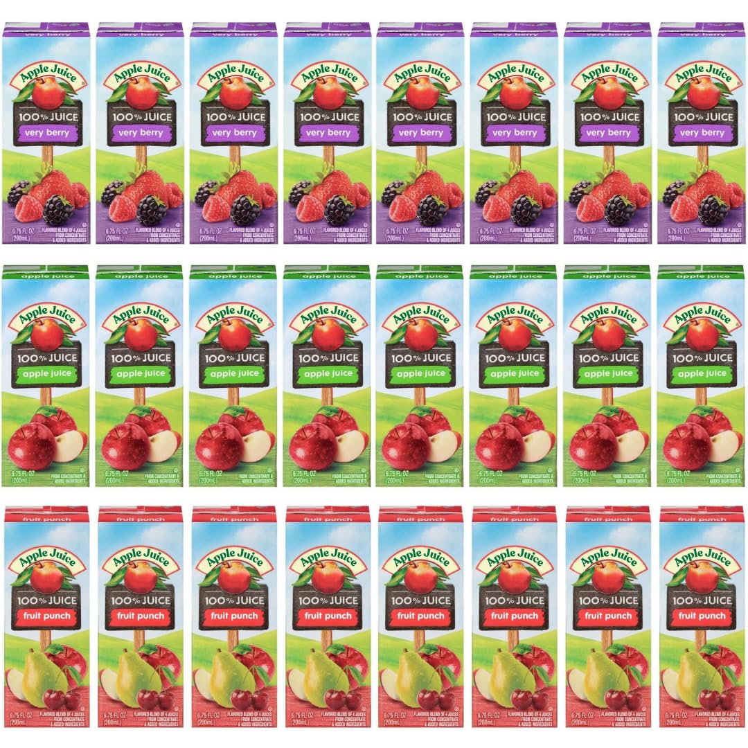 Kids Juice Box Variety Pack, – 100% Juice, Apple, Berry, Fruit Punch – No Sugar Added, 6.75 fl oz – Perfect for Lunch, Snacks, Parties (40 - Pack)