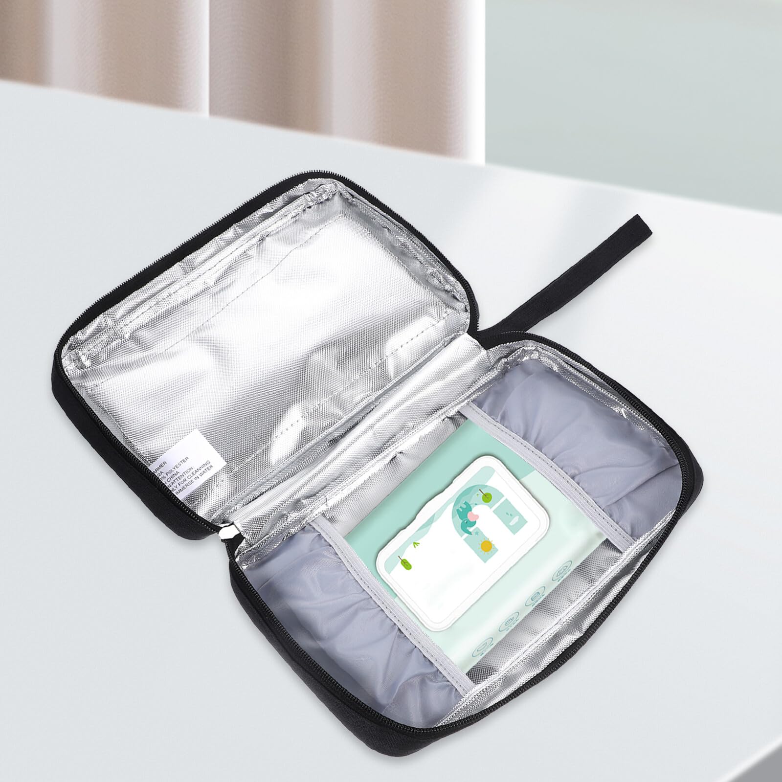 Tragbarer Feuchttuchwärmer für Babys mit USB Aufladung und Konstanter Temperatur aus Polyester Geeignet für Indoor und Outdoor Nutzung Fassung für 20-80 Tücher
