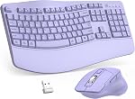 Wireless Keyboard and Mouse Combo, 2.4G Full Size Wave Keys Ergonomic Keyboard with Wrist Rest and 3-Level DPI Adjustable Wireless Ergonomic Mouse for Windows, Mac OS Desktop/Laptop/PC(Black)