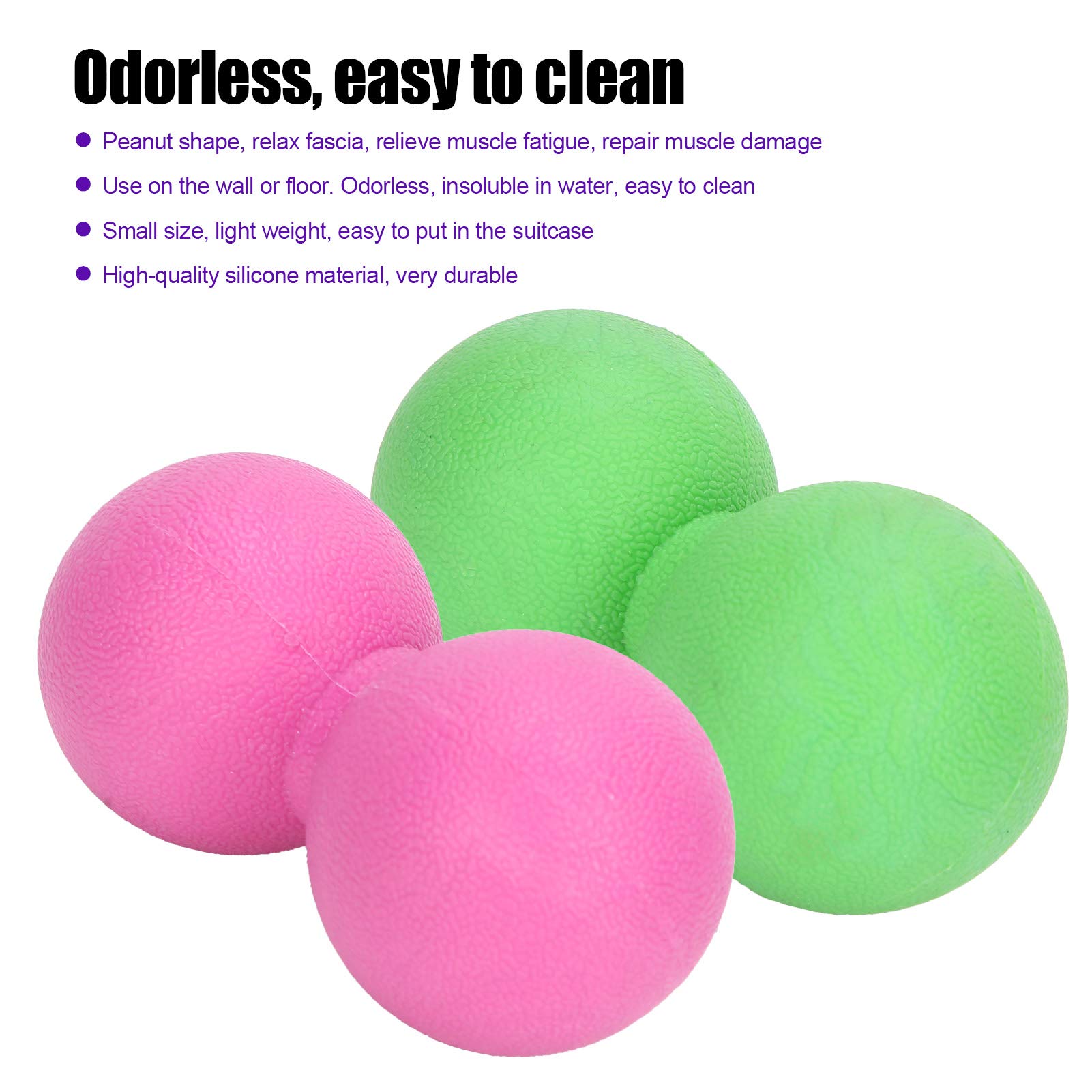Pongnas Las Bolas de Masaje con Forma de maní Promueven la Relajación Fascial y Alivian la Fatiga Muscular, lo que Las Hace Adecuadas para Trabajadores de Oficina, Atletas, Niños y (Rosa roja +