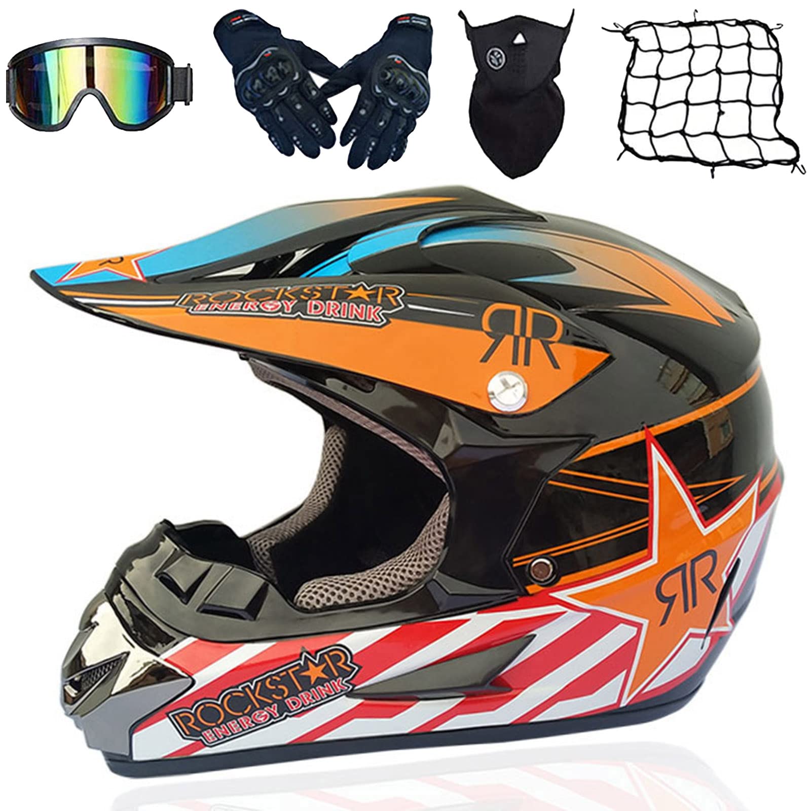 Casque Moto Cross Enfant - Intégral Avec Lunettes Et Gants, Protection DOT ECE Pour Motocross VTT