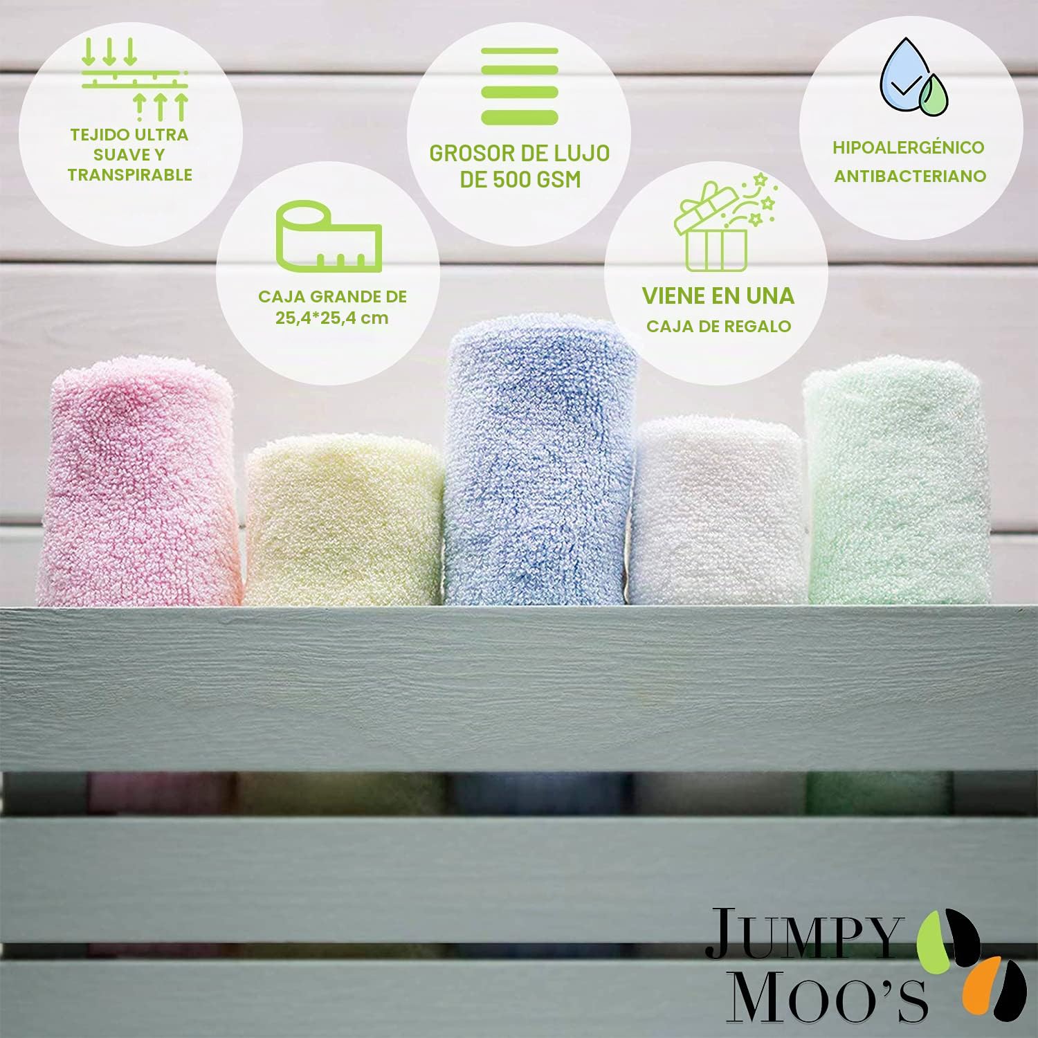 JM Baby - Toalla de baño para bebé, 100% bambú, ultragruesa, 500 g/m², Protege contra irritaciones y erupciones cutáneas, 25 x 25 cm, Toalla de baño para recién Nacidos, Accesorios para Cambiador,