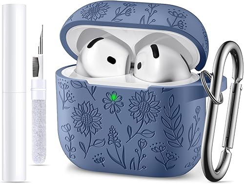 Miniatura 15 de para estuche de Airpods 4, DaQin - Estuche grabado con flores compatible con estuches de Airpods de Apple de 4ª generación para mujeres, estuches