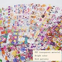 Vista 6 de Lindas calcomanías de conejo de oso de dibujos animados, 50 hojas de calcomanías kawaii, libro de calcomanías de bobina de PET, diseño de conejo