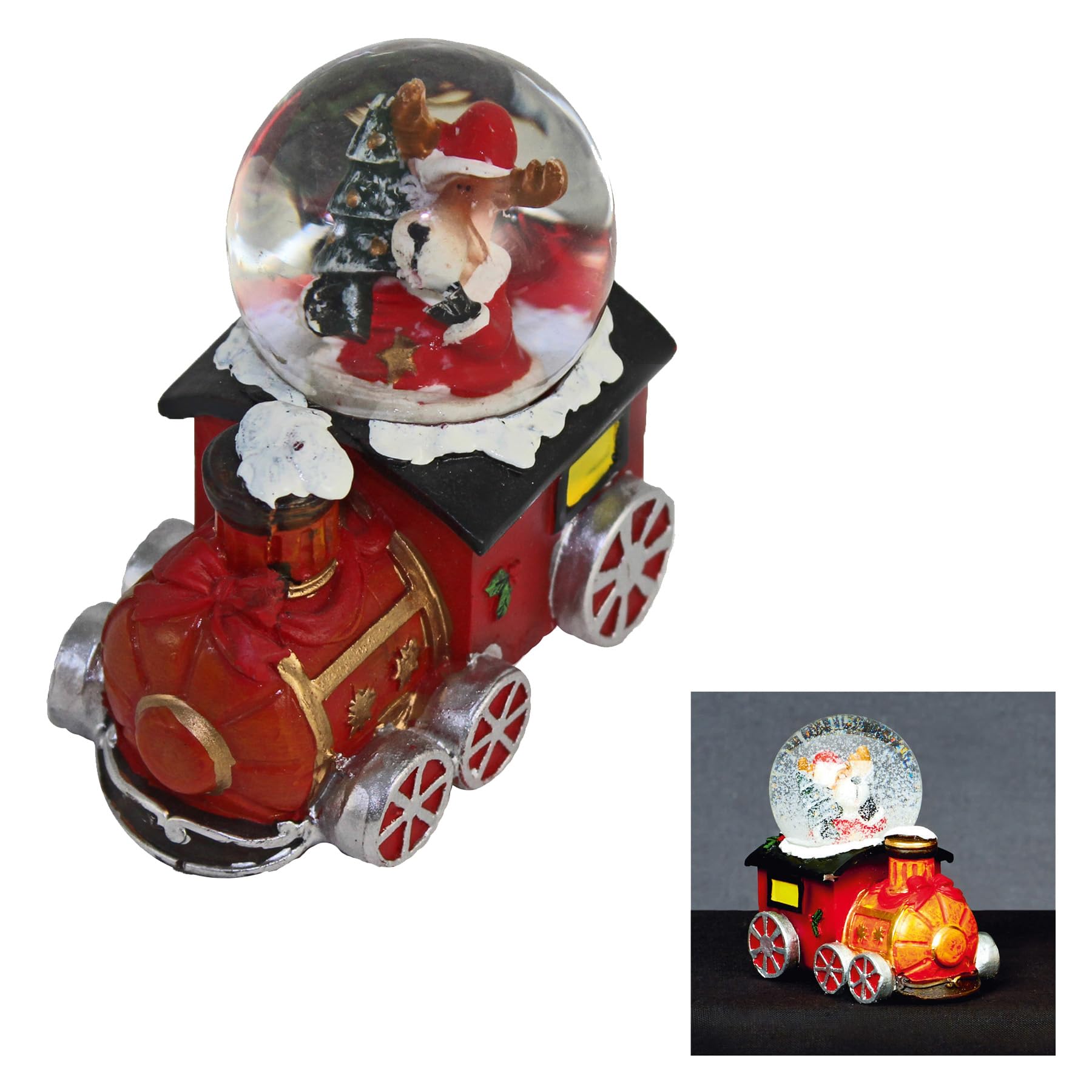 Widdle Gifts Reindeer Christmas Snow Globe Mini Waterball 7Cm Patterned Christmas Train Design (Reindeer)