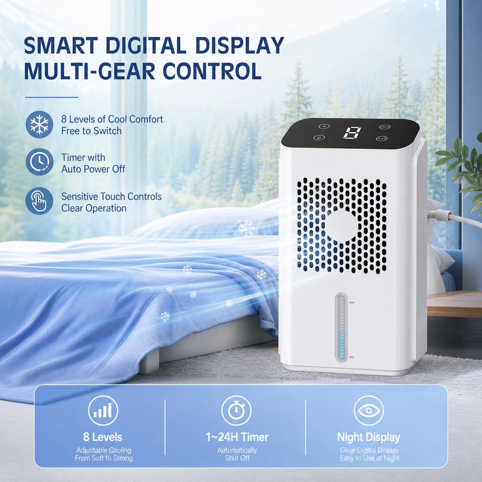 Materasso Raffreddato Ad Acqua, Bassissimo Consumo Energetico, Alimentazione Sicura 12v Bassa Tensione, Serbatoio 1,7l, Compatibile con Ghiaccio, per Sonno Estivo Single
