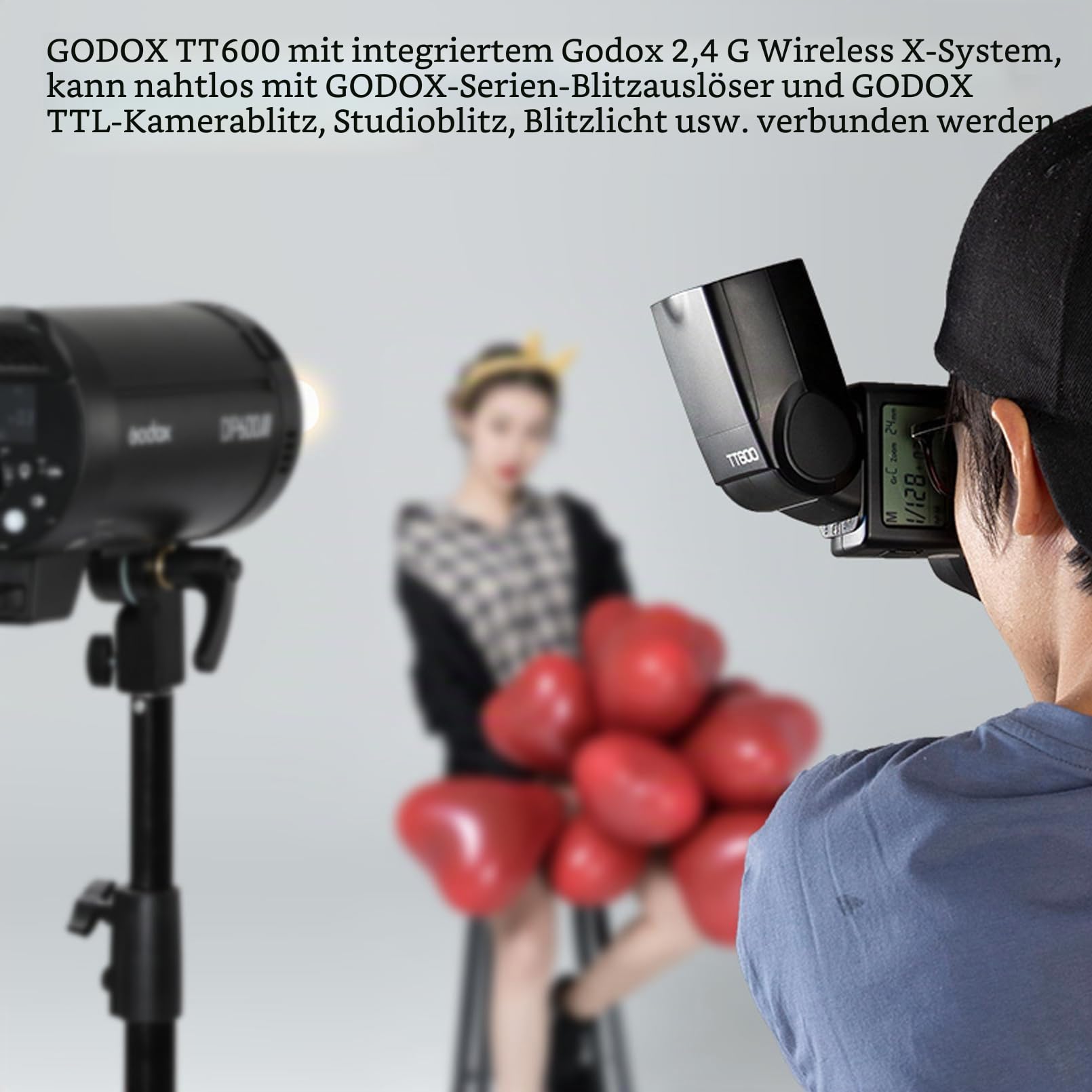 Godox TT600 2.4G Wireless Flash Speedlite Master/Slave Blitz mit integriertem Auslösesystem Kompatibel für Canon Nikon Pentax Olympus Fujifilm Panasonic (TT600)