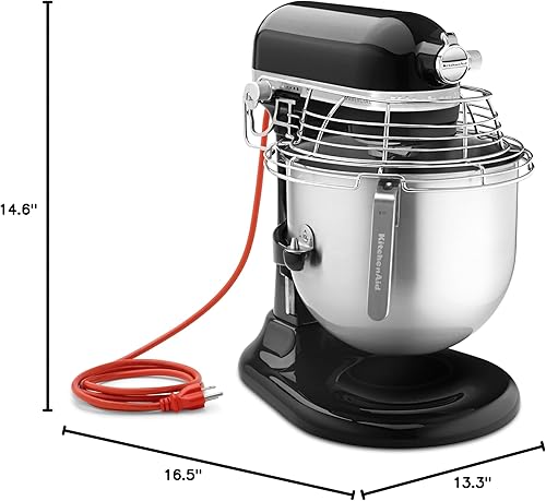 Vista 6 de KitchenAid Serie comercial de 8 cuartos de galón Bowl-Lift Stand Mixer con protector de tazón de acero inoxidable - KSMC895 Negro (Onyx Black)