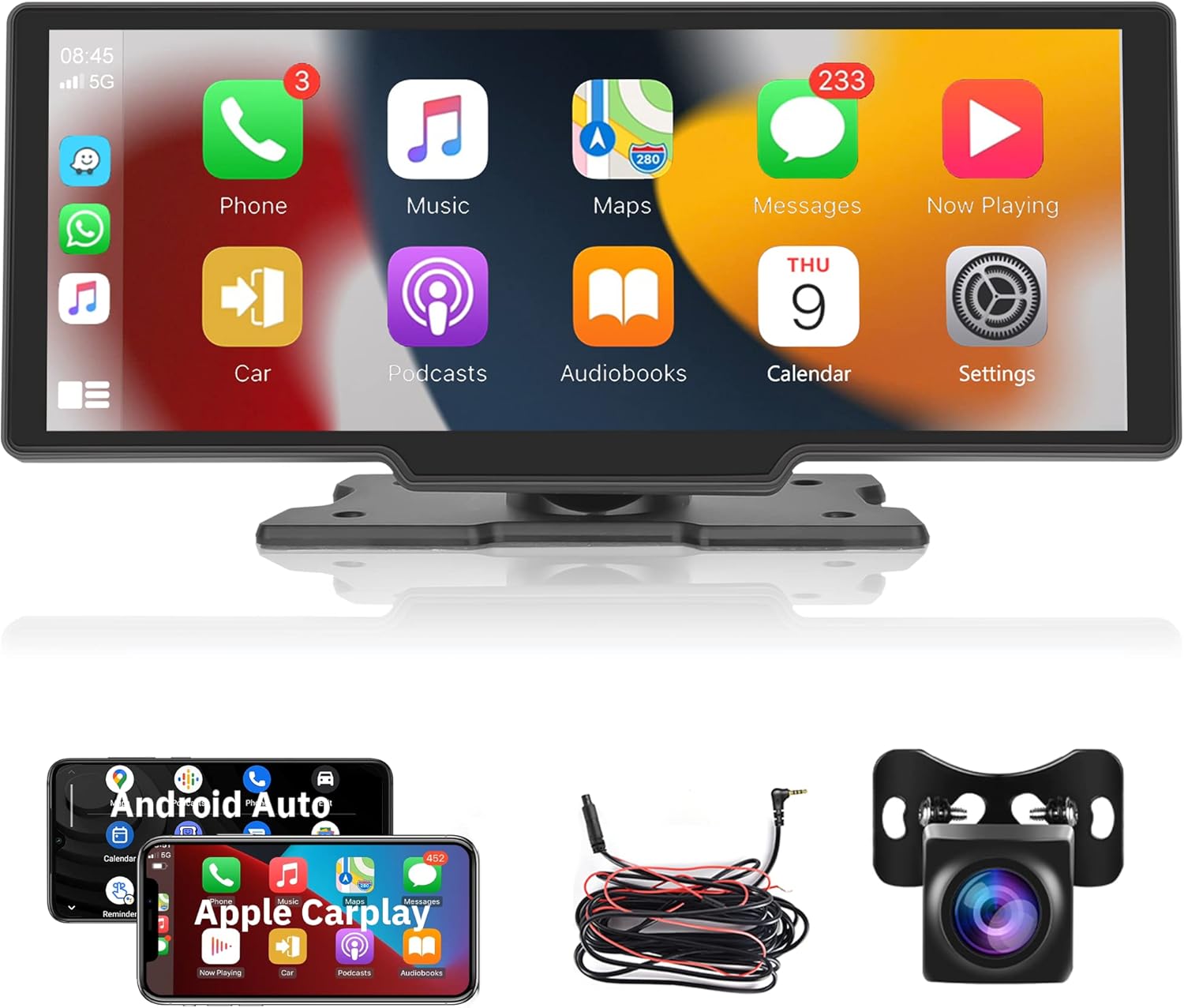Rimoody Wireless Apple Carplay und Android Auto,10.26 Zoll HD IPS