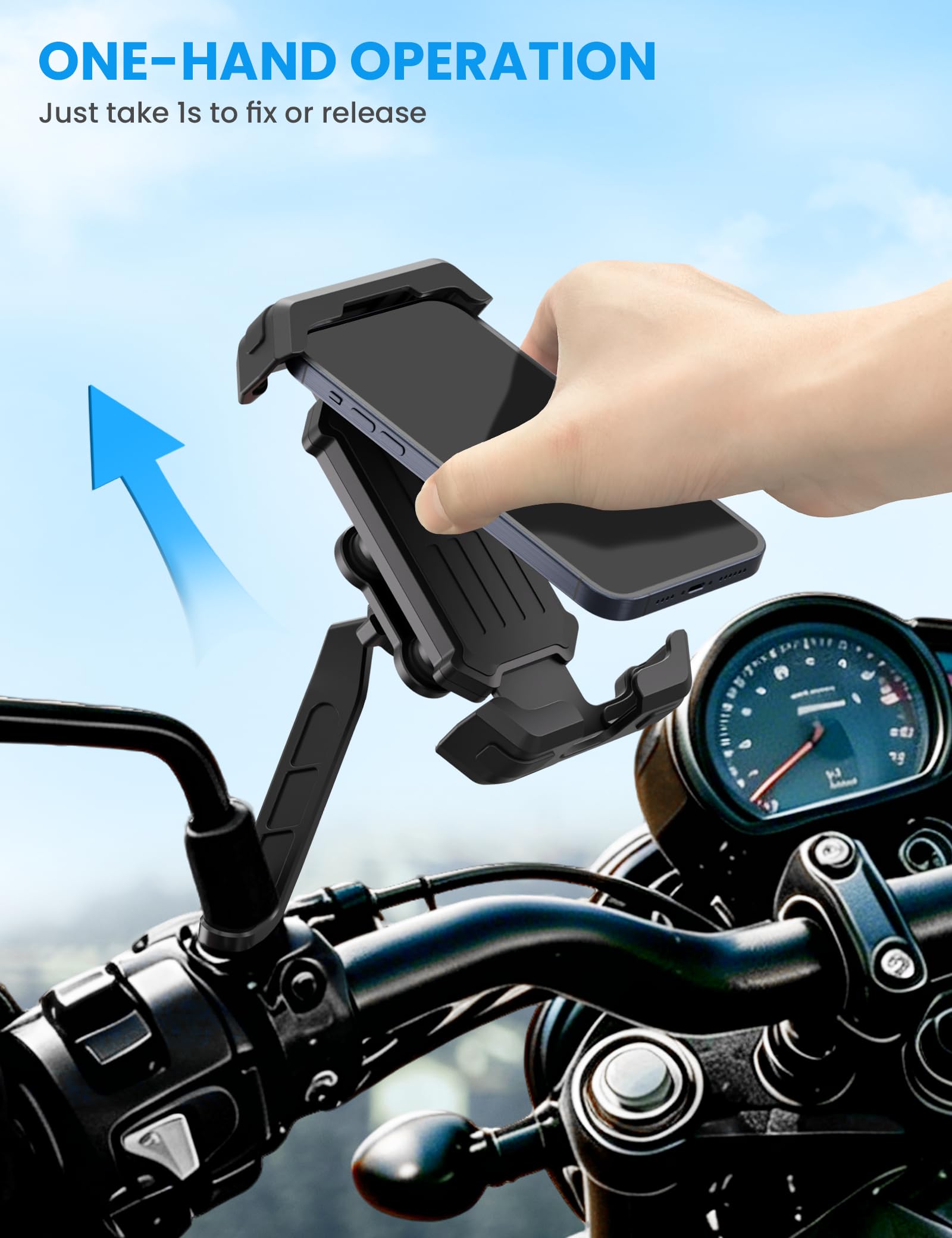 Grefay Uchwyt na Telefon do Roweru i Motocykla, Obrotowy 360° | Uniwersalny, Na Kierownicę, iPhone i Android, Stabilny Montaż