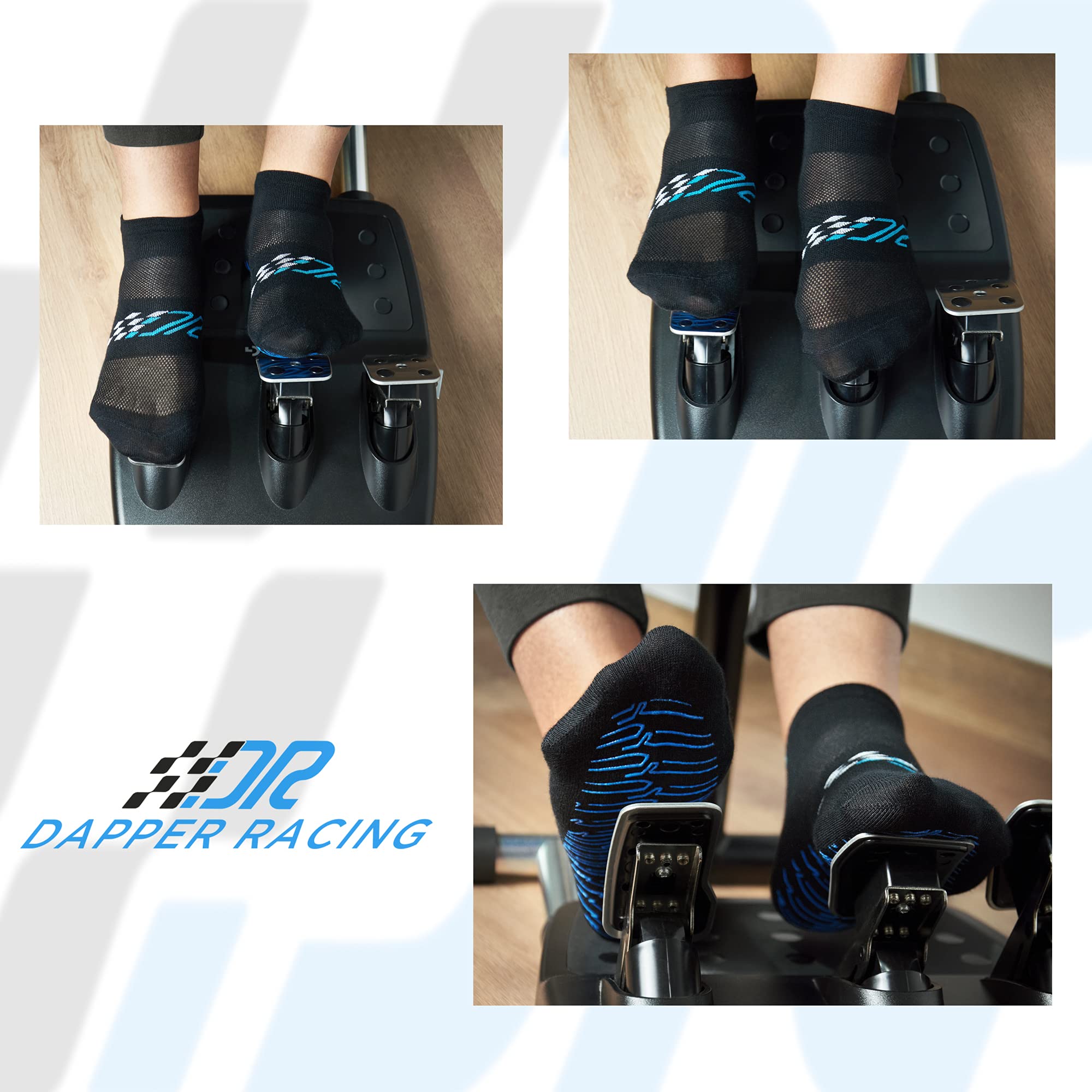 Pack de 3 Paires de Chaussettes SIMRACING avec Silicone Antidérapant | Édition Rouge | Adhérence Optimale sur les talons et les Pédales de Conduite | Tissu Respirant et Confortable.