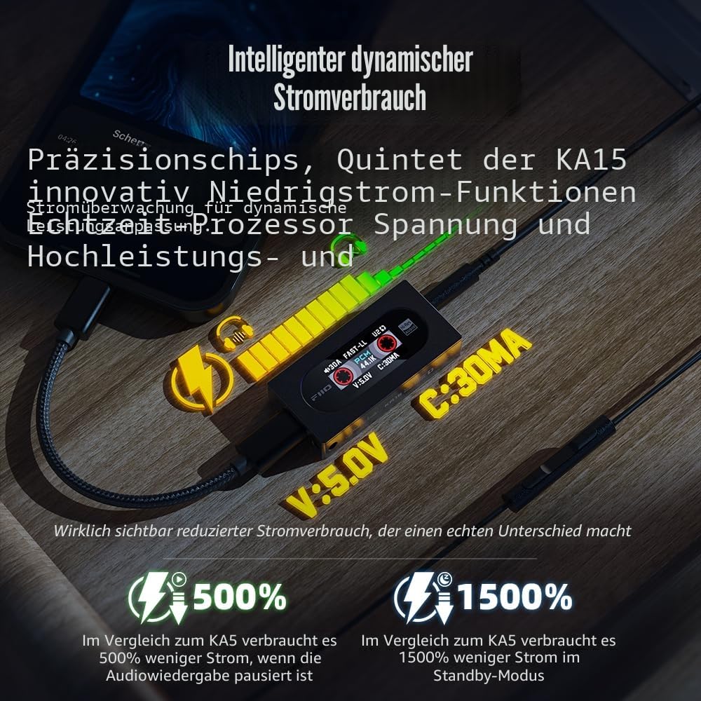 FiiO KA15 Tragbarer DAC- und Kopfhörerverstärker (schwarz)