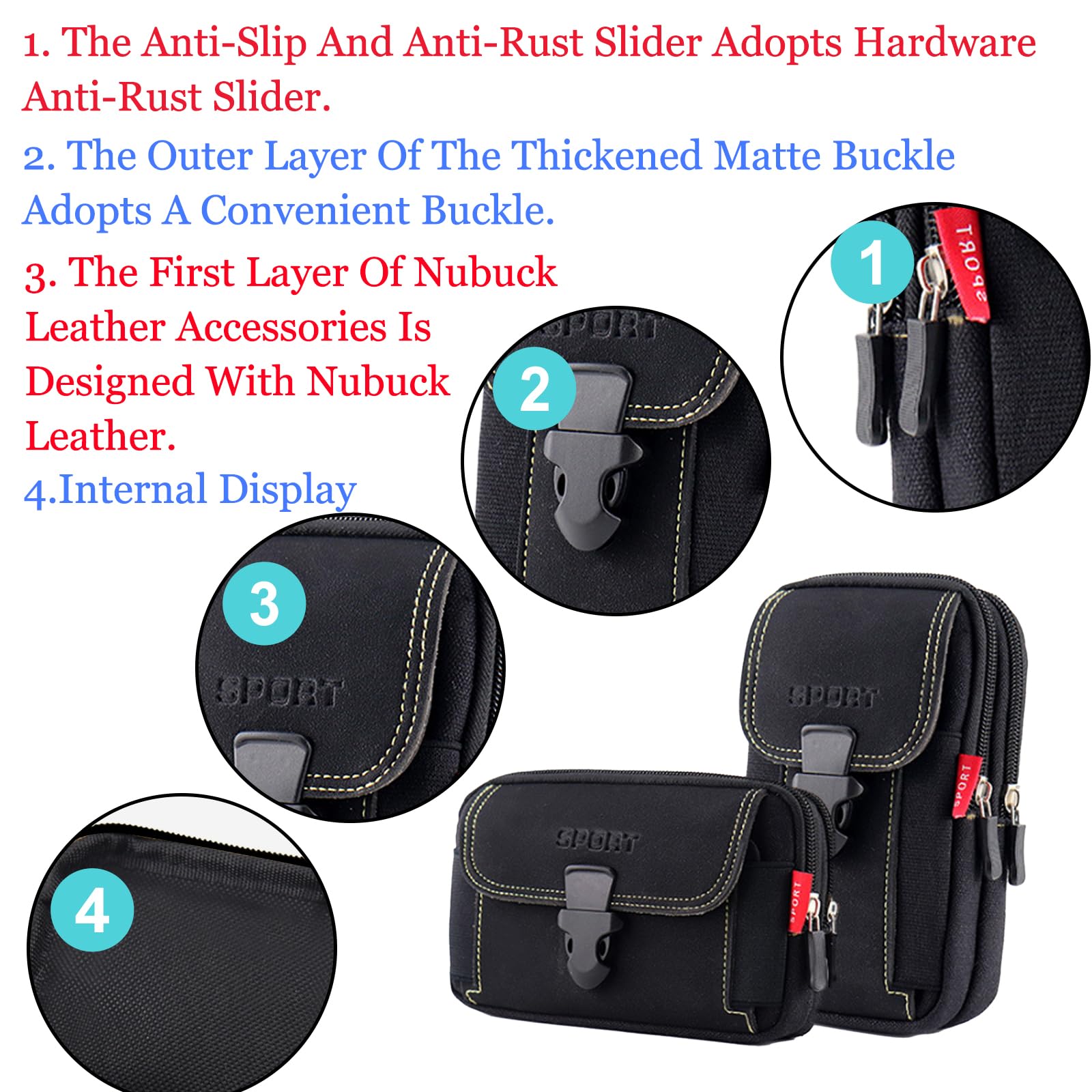 JSTHHTT 2 Pcs Universal Holster Mobile Phone Belt Pouch Security Pack Carry Accessory Kit Waist Bag Case - Image 3