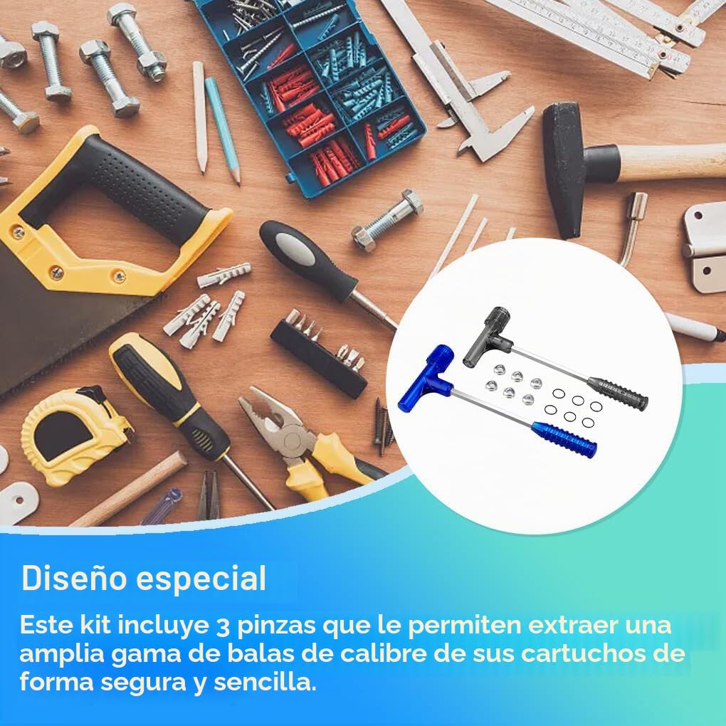 Martillo extractor de balas de impacto con tres juegos de herramientas de mano, agarre cómodo, equipo de taller de reparación profesional para el hogar, Azul