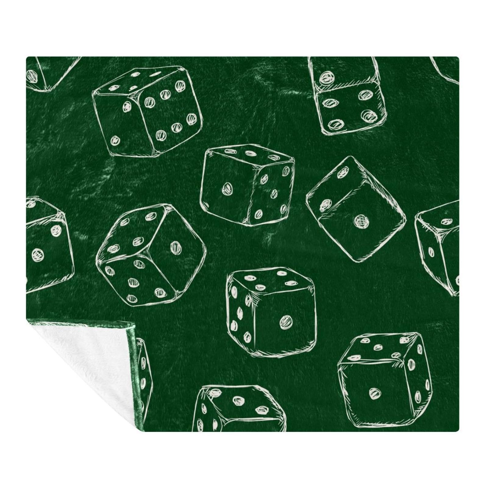 Couverture polaire légère pour voyage et canapé motif dés de craie