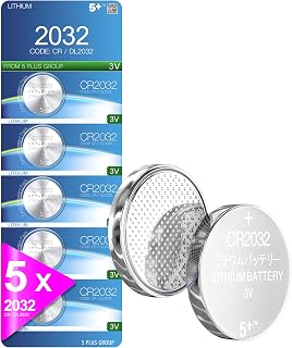 5Plus Group 5 Pcs 2032 CR2032 DL2032 ECR2032 3V Lithium Coin Cell Batteries Suitable For Keyfobs, Scales, Wearables And Other Devices