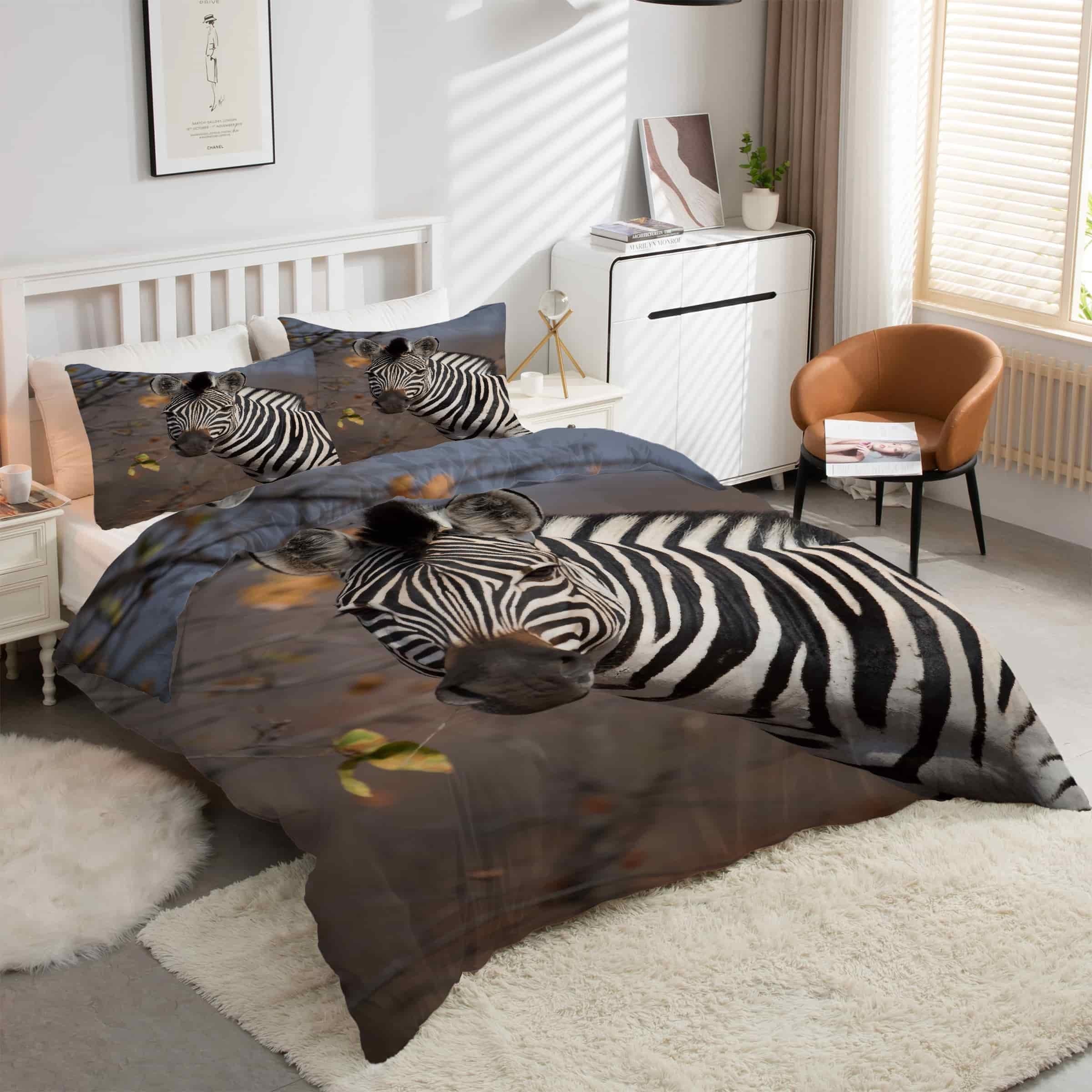 Housse de couette 200x200 zèbre douce et zippée pour en finir avec les draps qui glissent