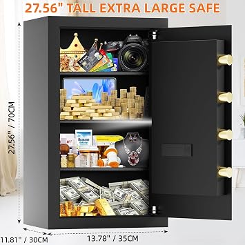 7.0 cu ft Large Safe Box for Home & Office | 27.56H Anti-Theft Safety Box | Double Safer - Add A4 Fire Waterproof Bag | Combination Lock & Removable Shelf | Security Document Safe for Valuable Medicine