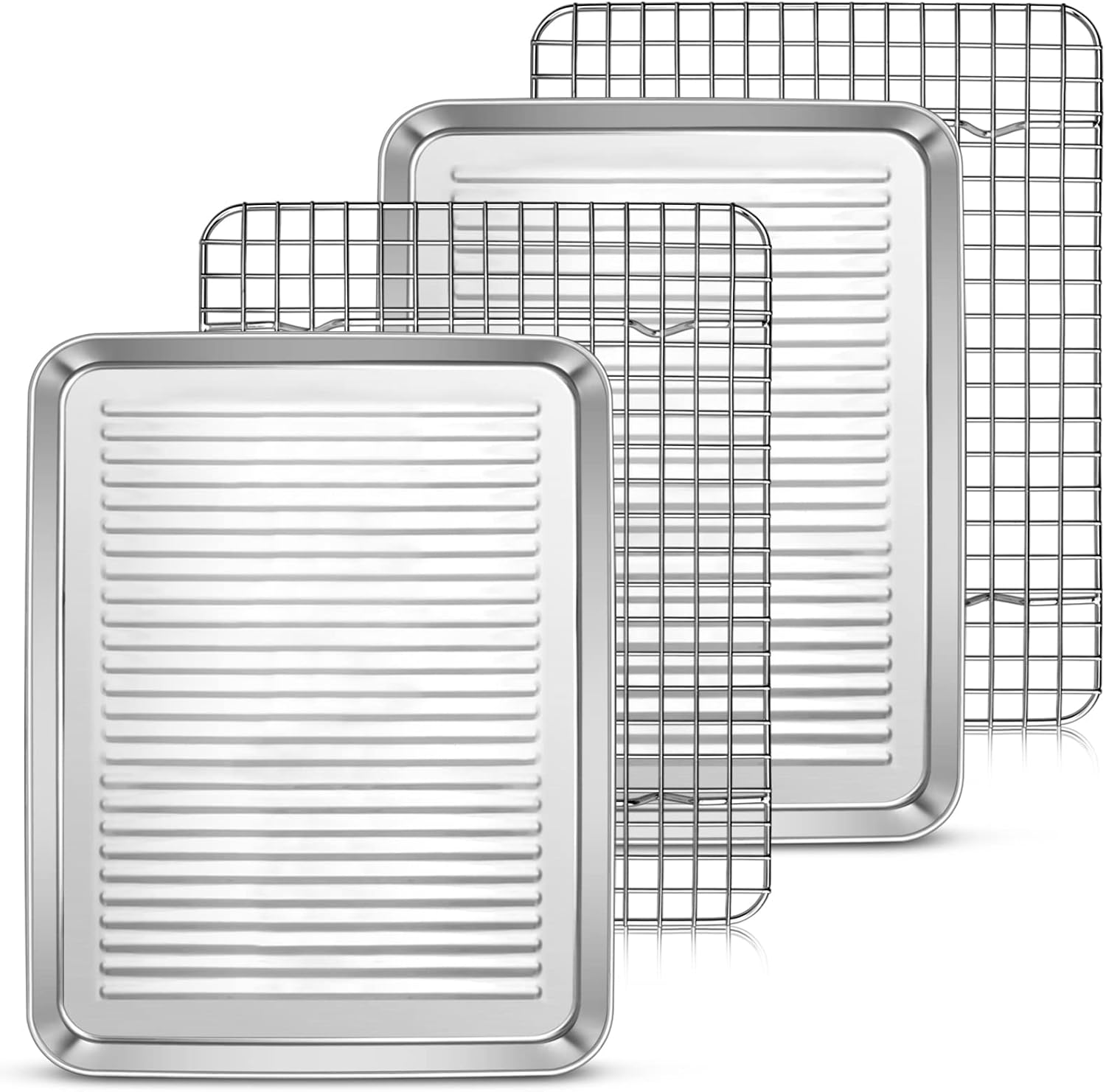 12.5 Inch Toaster Oven Pan with Rack Set of 2, P&P CHEF