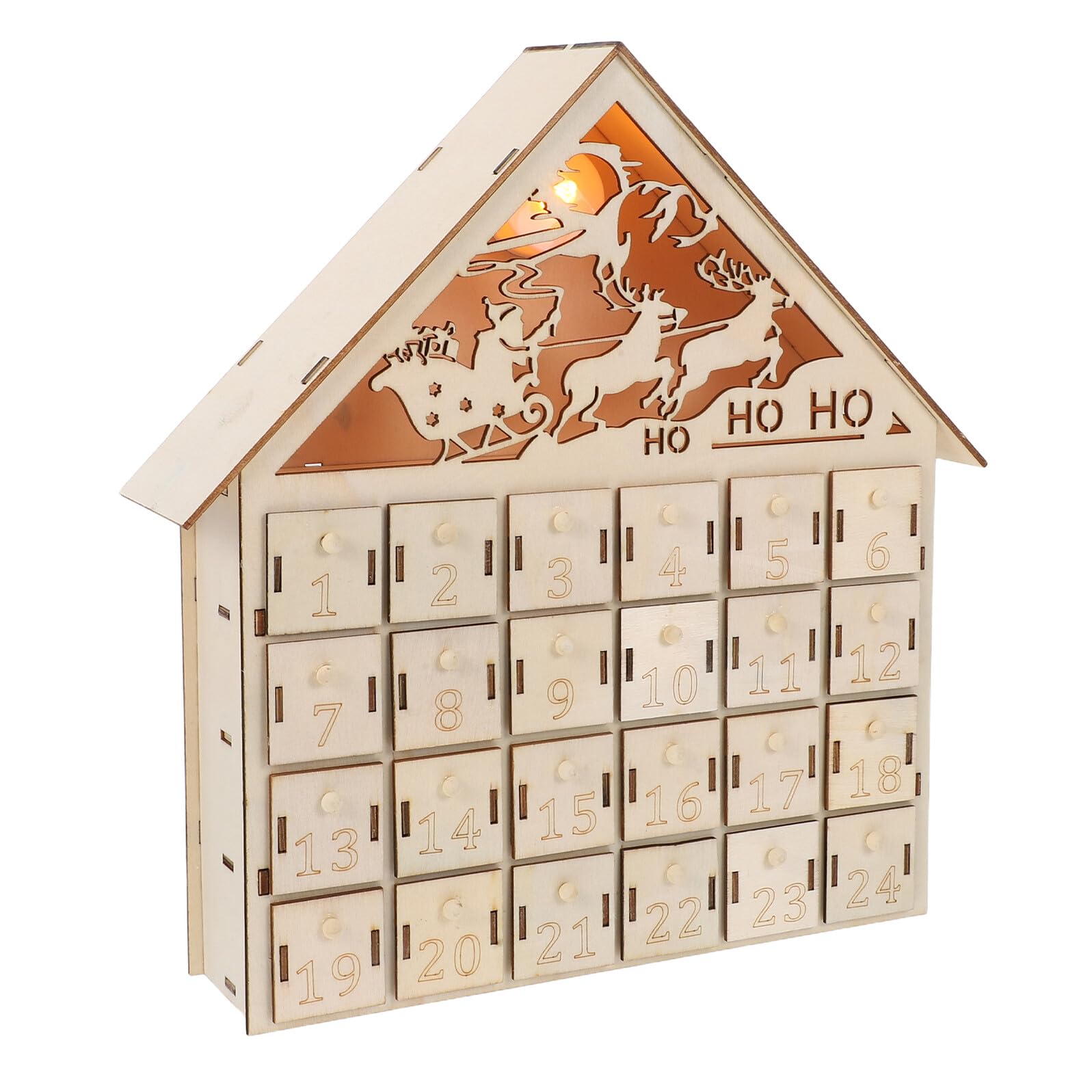 Calendrier de Bois Jours et Village Lumineux Idée Cadeau Noël