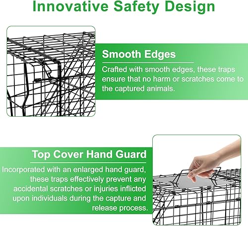 Miniatura 3 de Jaula de trampa para animales vivos, 32 x 12 x 12.5 pulgadas, captura y liberación, jaula de trampa viva humana para interiores y exteriores, trampa