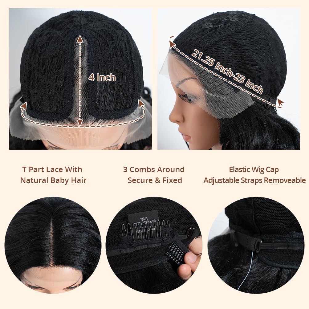 Style Icon 20” Big Curl Wavy Wigs Lace Front Black Wig with Baby Hair Large Afro Curl Wig