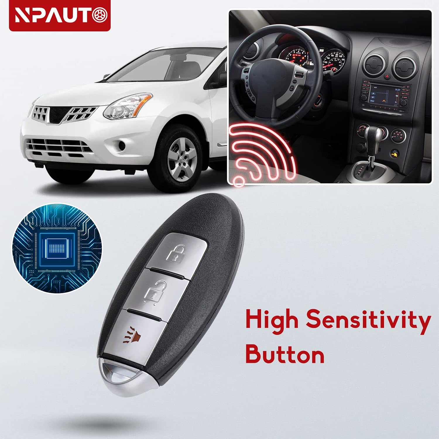 NPAUTO Key Fob Replacement Fits for Nissan Rogue Pathfinder Versa 2007 2008 2009 2010 2011 2012 Keyless Entry Remote Control Smart Car Key Fobs, Replace# CWTWB1U729, Set of 1