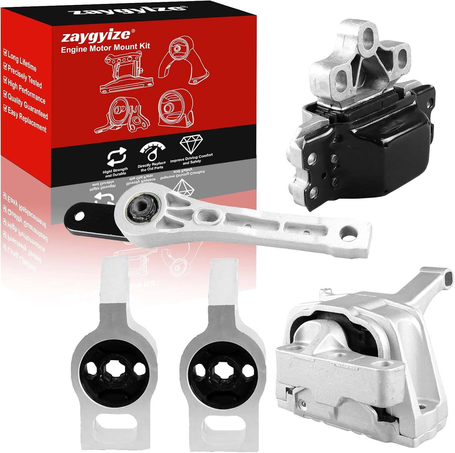 5Pcs Engine Motor Mount and Trans Mount and Torque Strut Mount Fit for Volkswagen Tiguan 2009-2017 2.0L Automatic Trans Only,Replace A4908,A6978,A6978,A6960HY,A4911