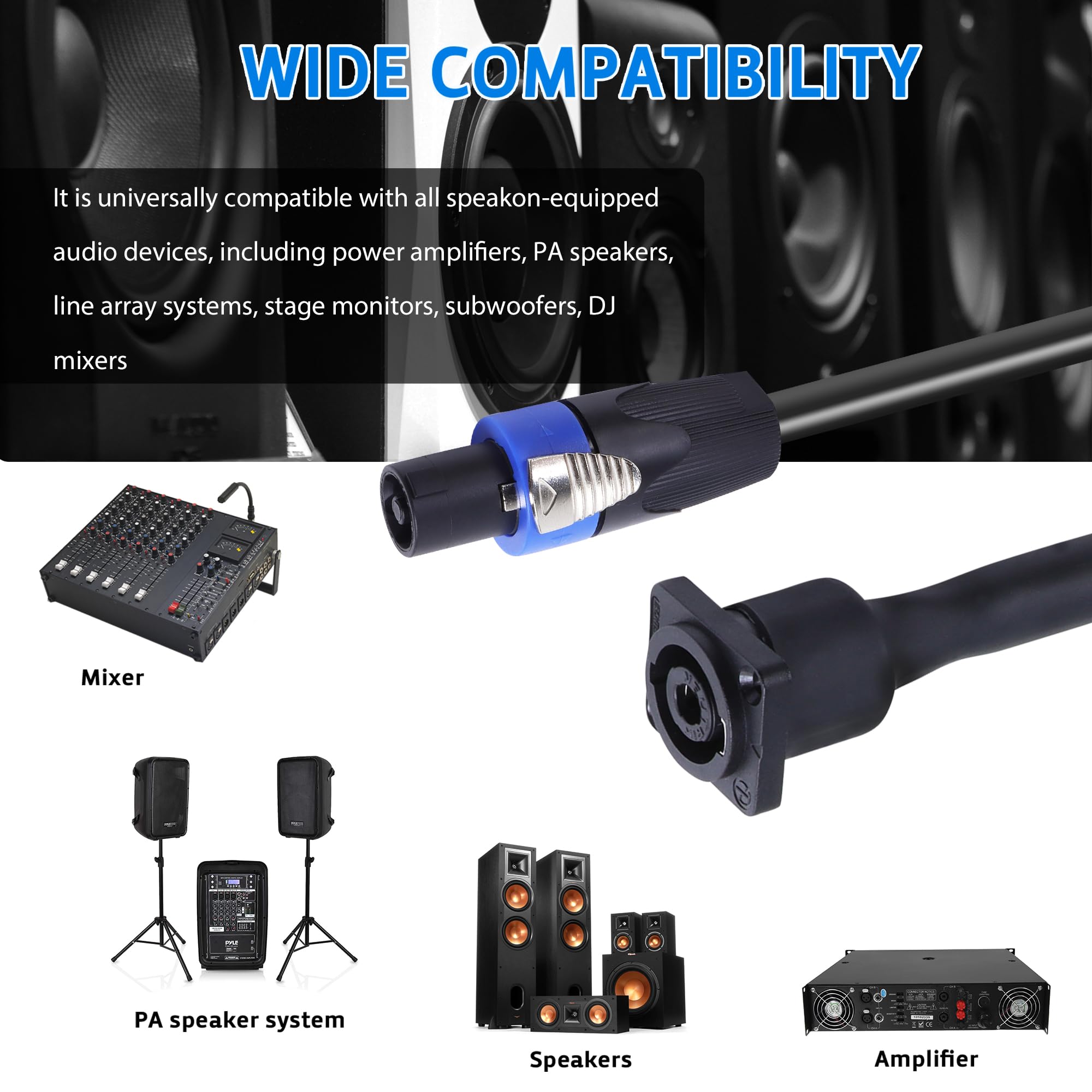 Cavo Speakon a 4 conduttori a presa NL4MP, 10 m, 12 AWG, 2 pezzi
