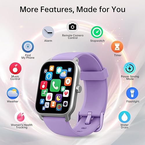 Miniatura 7 de Tensky Reloj inteligente para mujer, pantalla táctil HD de 1.85 pulgadas, reloj inteligente para Android/iPhone/Samsung/(llamada Bluetooth), Alexa