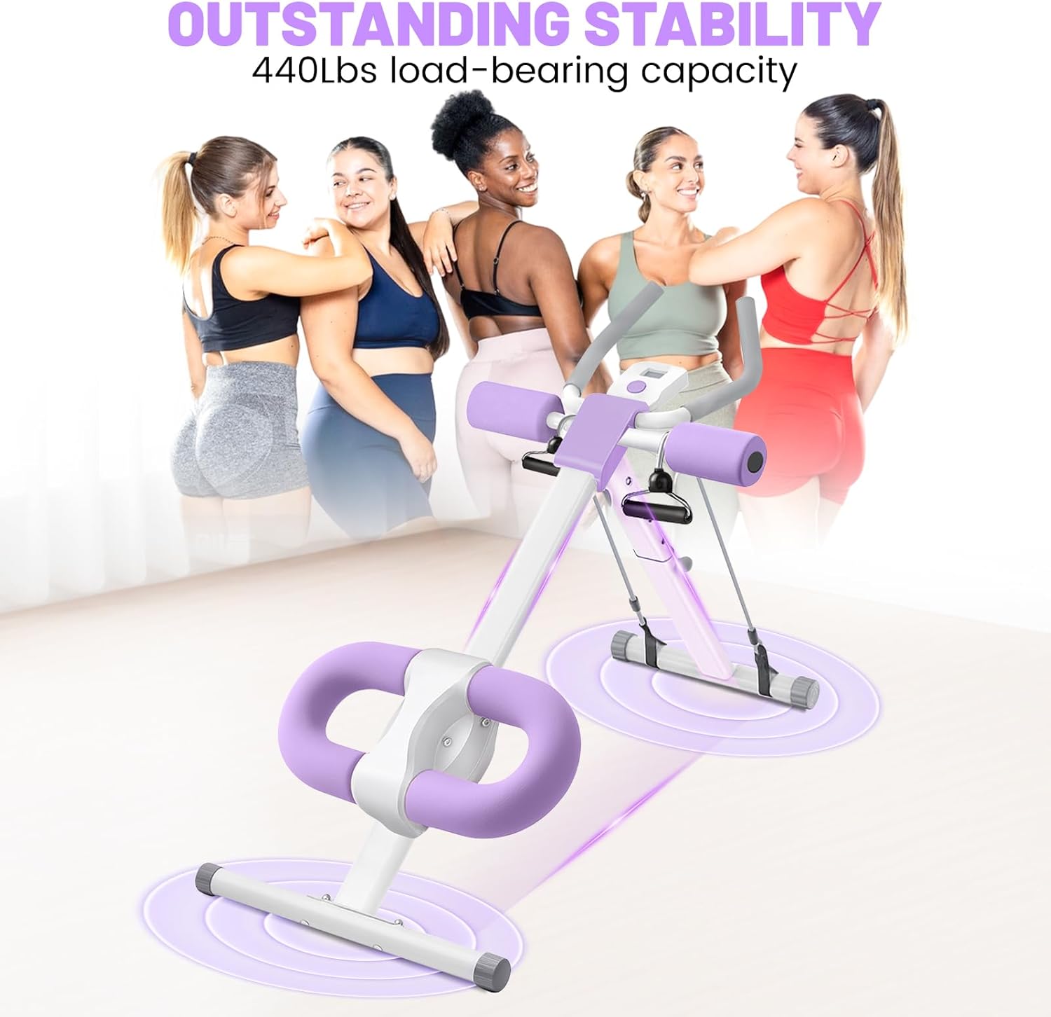 Ab Machine, Adjustable Ab Trainer Machine for Abs Workout at Home Gym, Abdominal Trainer for Stomach Workout, Foldable Abdominal Exercise Machine with Knee Protection and LCD Monitor