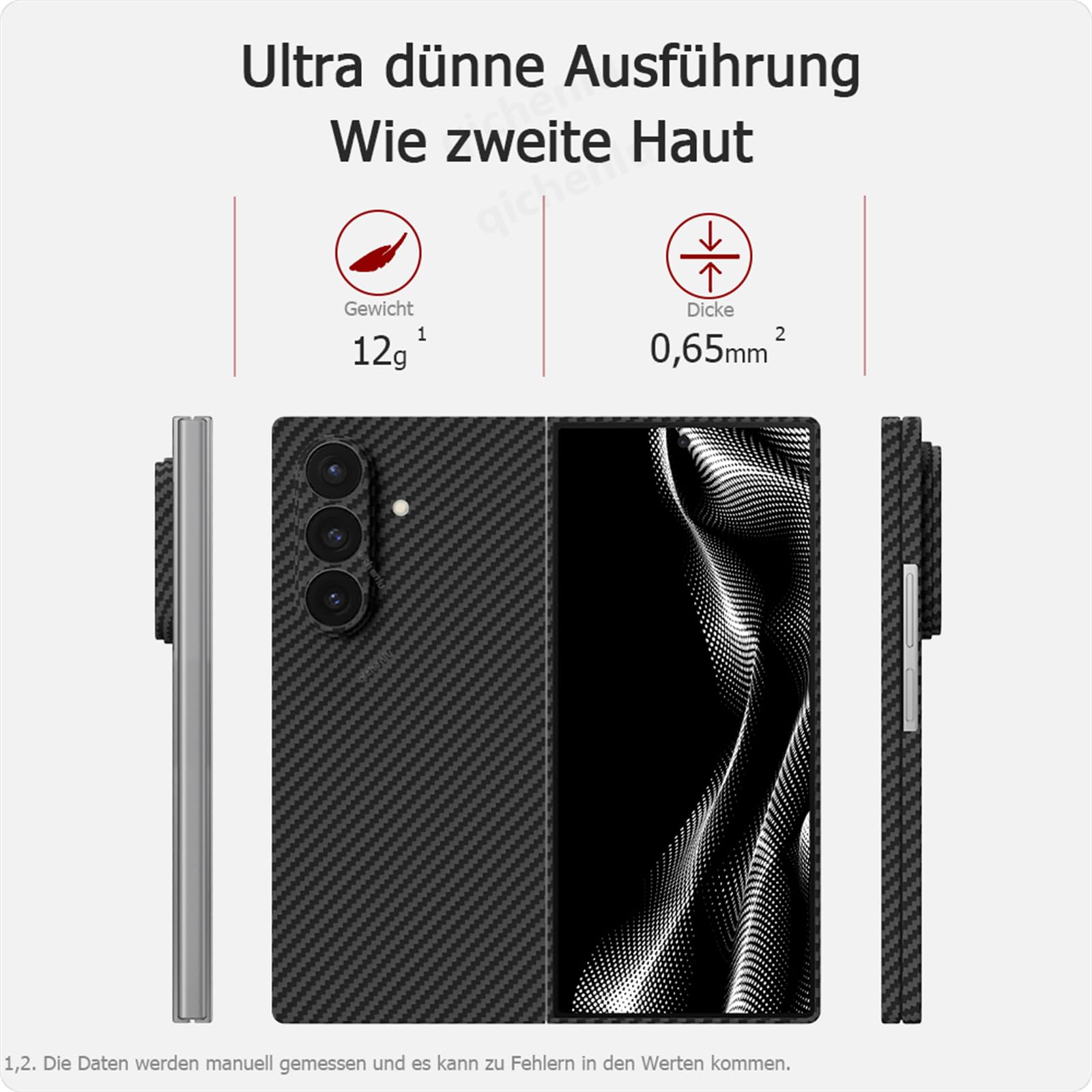 Kugelsicher Aramidfaser Aramid Hülle für Samsung Galaxy Z Fold 7,Extrem Stoßfest Ultraslim Backcover Case Hartschale mit Kamera Schutz - Schwarz