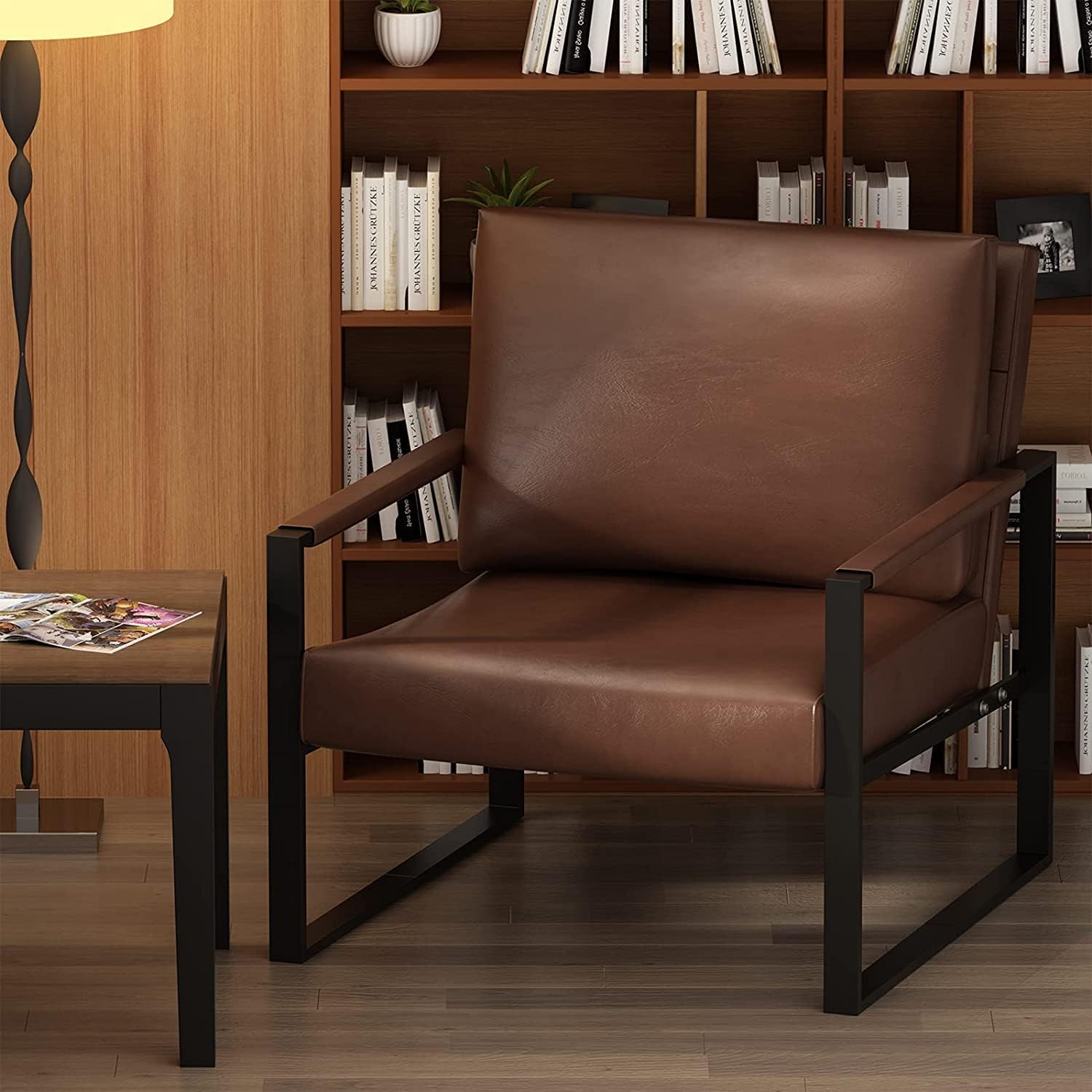 Recaceik Modern Accent Chair Set of 2 Arm Chair Faux PU Leather Single Sofa Chair with Extra-Large Ergonomic Cushion Lounge Living Room Chair for Living Room Bedroom Small Space, Studio,Apartment : Home & Kitchen