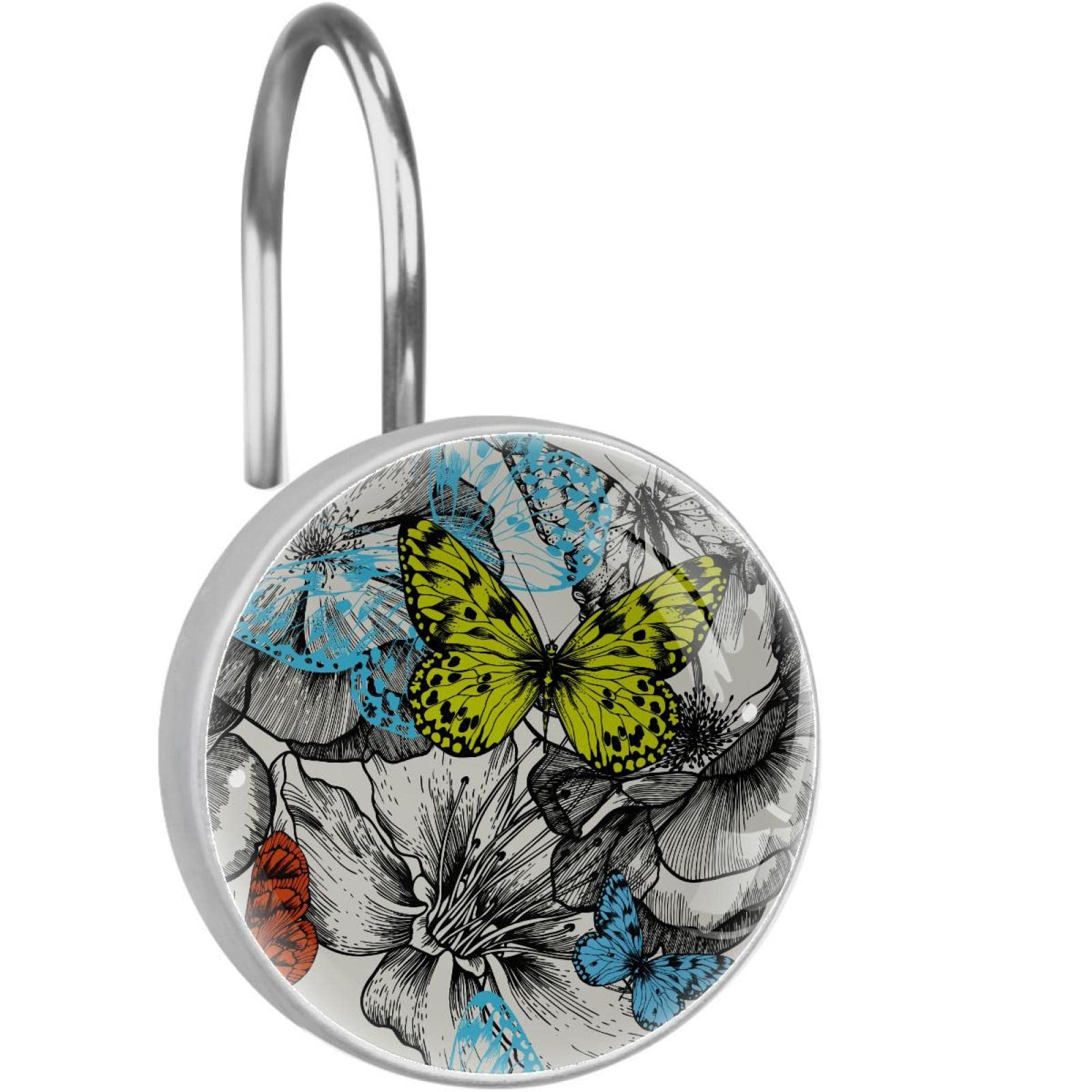 Crochets de rideau de douche en acier inoxydable durable style papillon