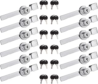 12Pack Sliding Glass Door Ratchet Lock, Display Case Lock, Glass Case Lock, Glass Display Lock, Glass Showcase Window Key Lock, Lock for Display Case with 24 Keys (Keyed Alike)