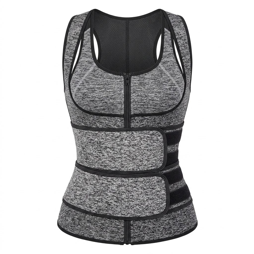 ARCSUN Faja Reductora Unisex Cremallera y Doble Cinturón Sudoración