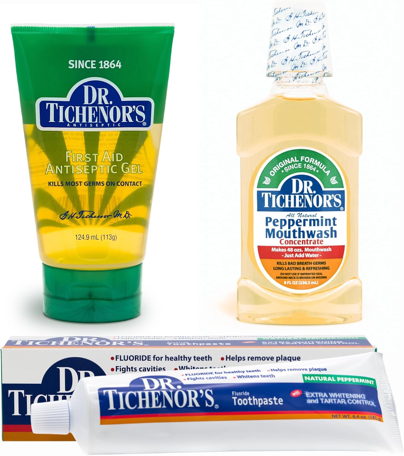DR. TICHENOR'S Premium Set 8 Ounce Peppermint Mouthwash