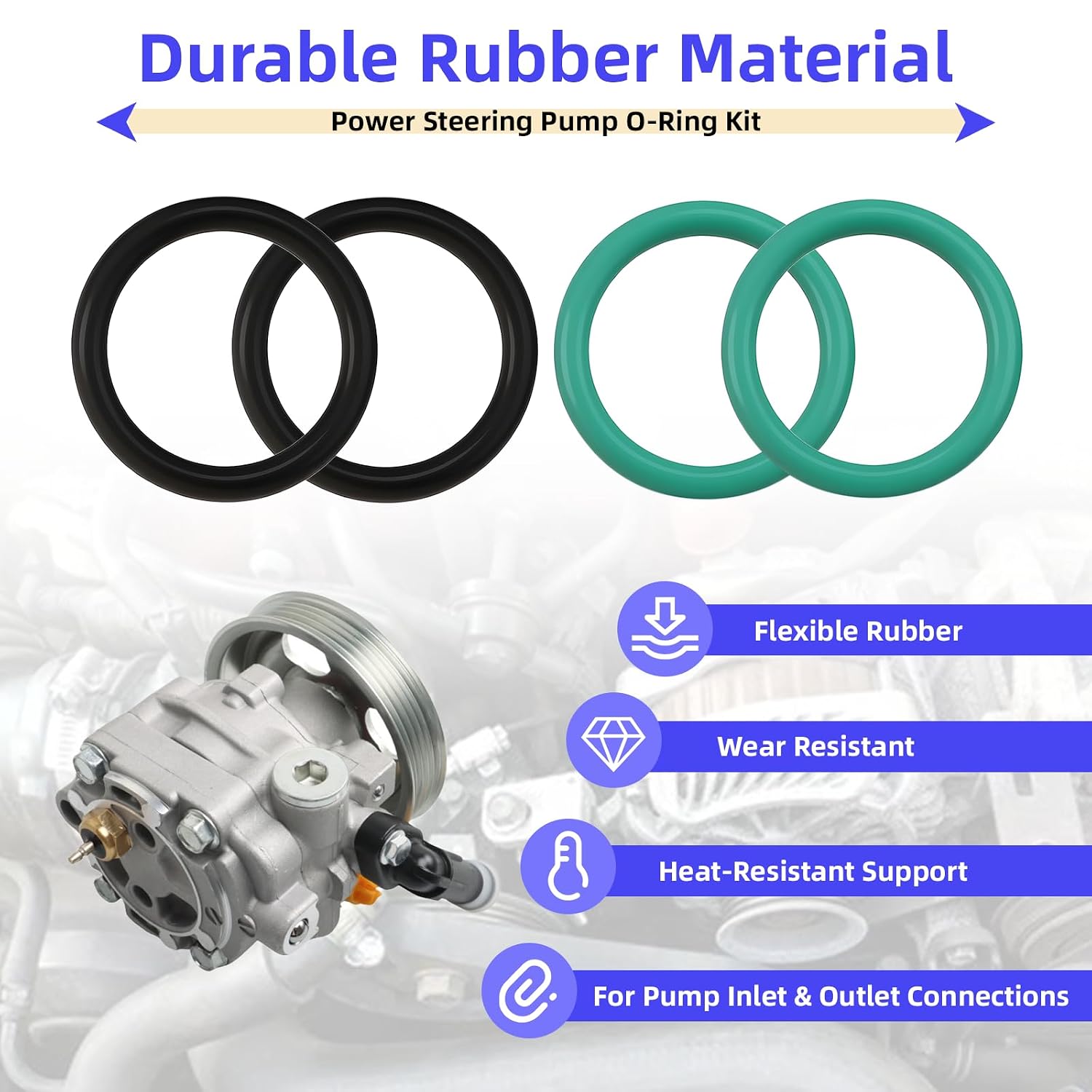 34439FG000 / 34439AE021 Power Steering Pump Rubber Inlet & Outlet O-Ring Seals for Subaru Suction Inlet O-Ring fits Subaru 2003-2018 Impreza WRX STI Forester Legacy Outback Baja Turbo(4 o Rings)