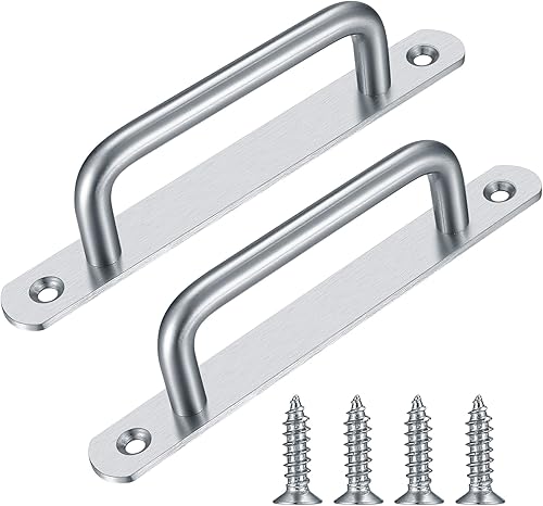 Barn Door Handles, Sliding Door Pull Handles, Stainless Steel Closet Cabinet Door Handles Pulls with Plates for Cupboard Cabinet Wardrobe Drawer