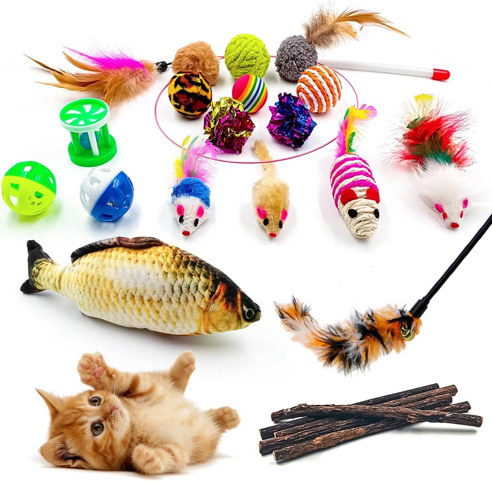 spielzeug katzen Chiwava 17er Pack Weihnachts katzenspielzeug Geschenk Tasche Set