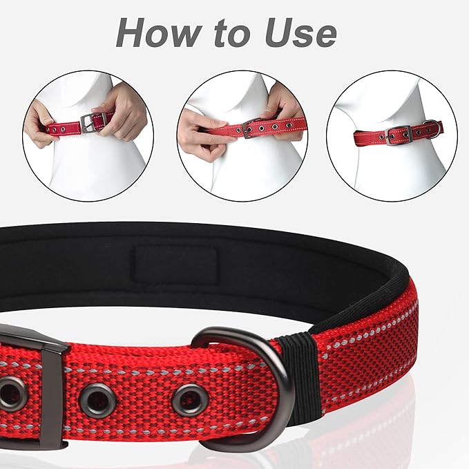 Collar para perro PetiFine con hebilla de metal, acolchado de neopreno, reflectante miniatura 7