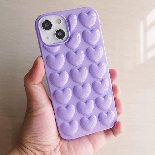 Miniatura 8 de DMaos Funda para iPhone 13 Mini para mujer, funda de gel Kawaii con forma de corazón de burbujas para reventar 3D, linda figura femenina para iPhone