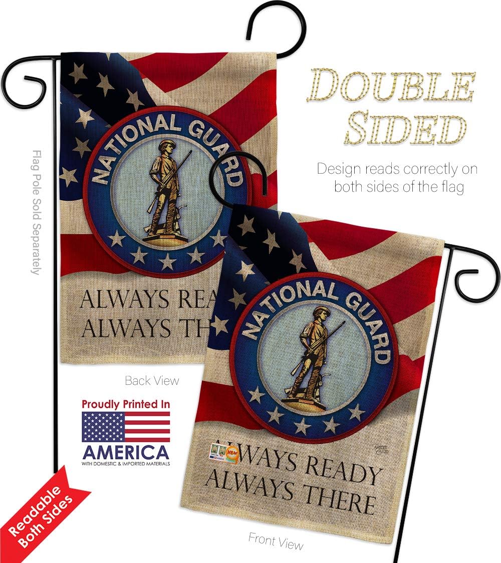 National Guard Burlap Garden Flag Armed Forces ANG United State American Military Veteran Retire Official Small Decorative Gift Yard House Banner Double-Sided Made In USA 13 X 18.5