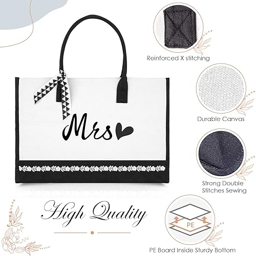 Miniatura 4 de Lace Canvas Tote Bag - Personalized Present Beach Bag Unique Gifts for Women TeachersMothers DayBirthdayBrides