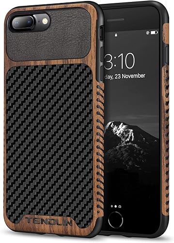 Miniatura 9 de TENDLIN Compatible con iPhone Xs CaseiPhone X Funda de grano de madera con textura de fibra de carbono, funda híbrida delgada compatible con iPhone