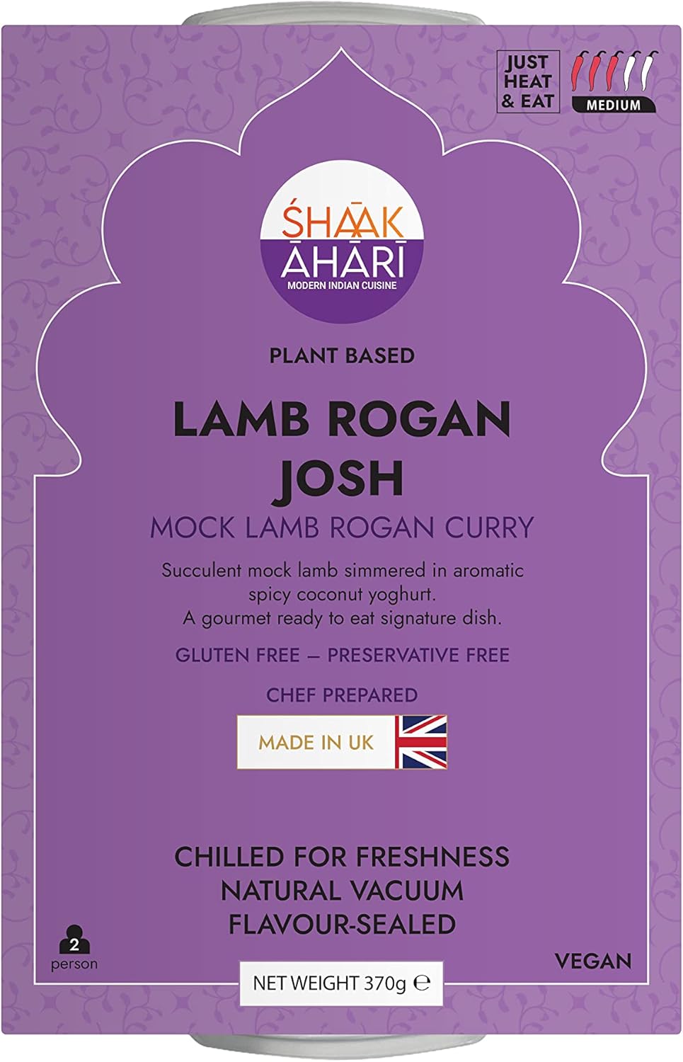 Shaakahari Lamb Rogan Josh Curry Meal 370g Pack of 4 with Aromatic