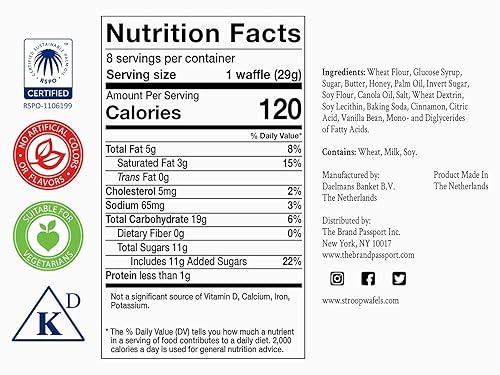Miniatura 2 de DAELMANS Stroopwafels, gofres holandeses tostados suaves, miel, aperitivo de oficina, lácteos kosher, auténtico fabricado en Holanda, 8 Stroopwafels