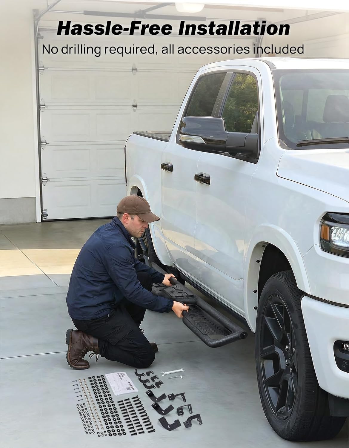 JOYTUTUS Quad Cab Running Boards Compatible with 2009-2018 Ram 1500 (Included 2019-2024 1500 Classic), 2010-2026 Ram 2500 3500 Double/Extended Cab | 550LB Capacity | OEM Fit | 2-Stairs Side Steps