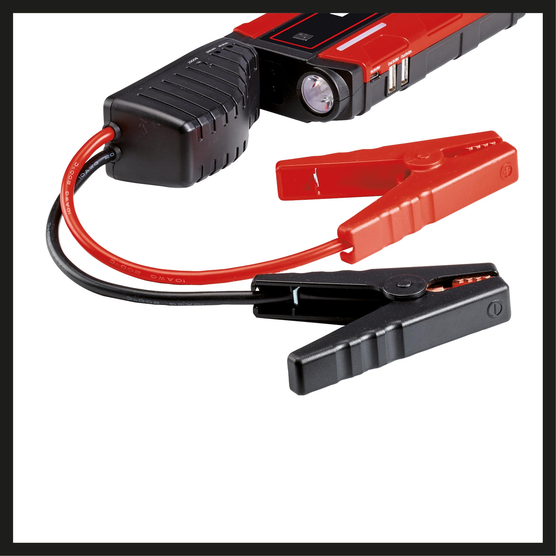 Einhell Jump-Start - Banco de energía CE-JS 8/1 | 12 V | batería LiPo | 3x 2500 mAh | ayuda arranque | indicador LED: nivel de carga | 12 V/200 A | cables de arranque | 2x USB